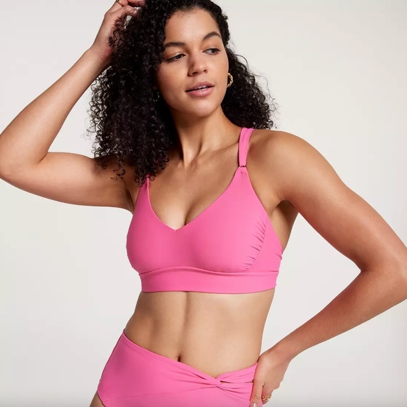 CALIA Strappy Back Ruched Medium Support Bikini Swim Top - Picture 1 of 10